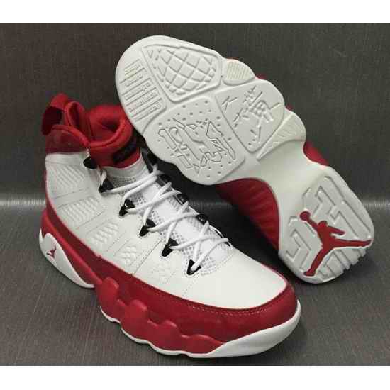 Men Air Jordan 9 White Throwback Red Shoes